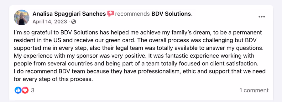 BDV Testimonial
